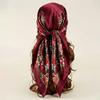Fashion Satin Square Scarf Women Summer Hijab Ethnic Floral Print Neck Wrap Headband Lightweight Daily Shawl Bag Accessory