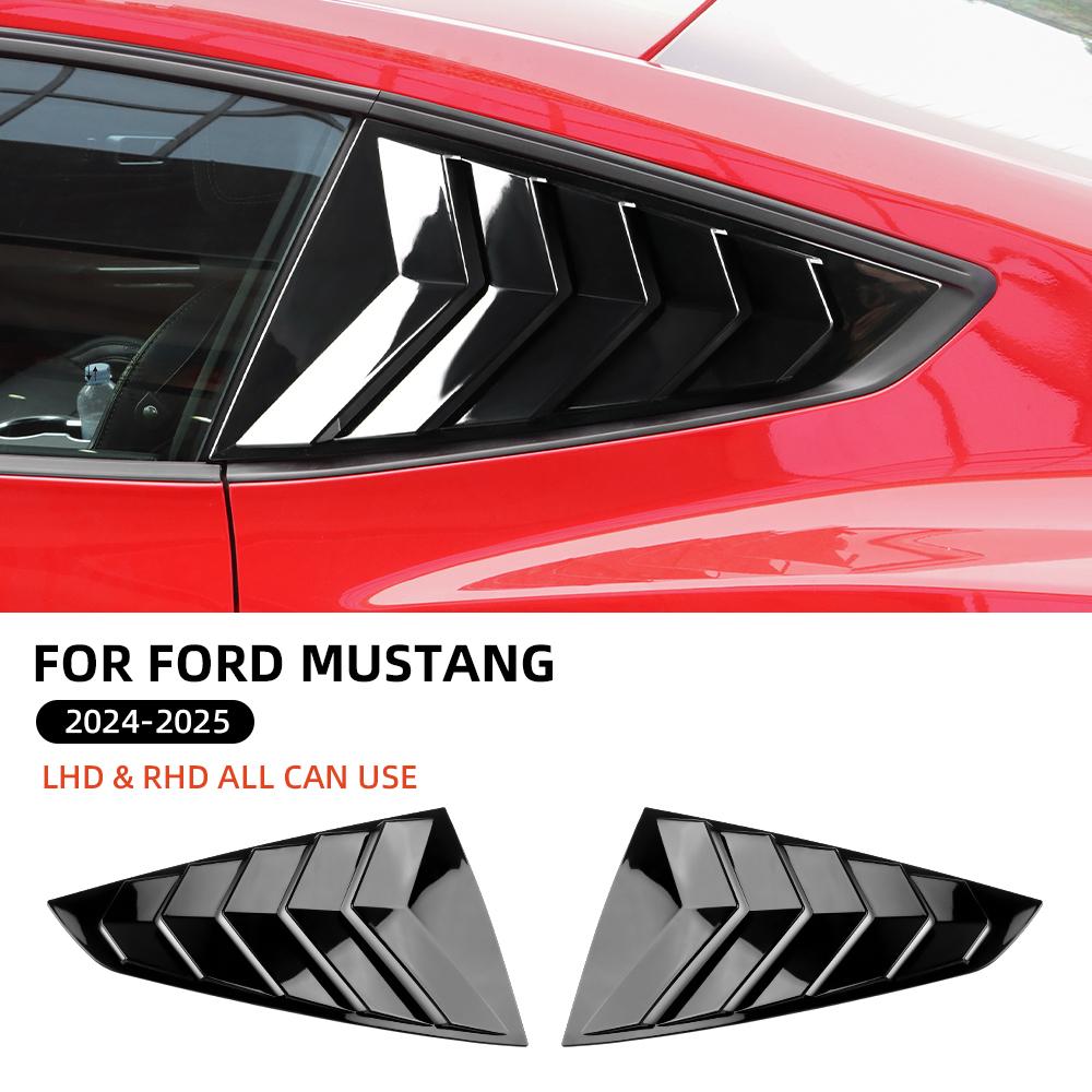 

For Ford Mustang S650 GT 2025 2025 Car Rear Louver Window Gloss Black Carbon Fiber Pattern ABS Mirror Shutter Cover Accessories