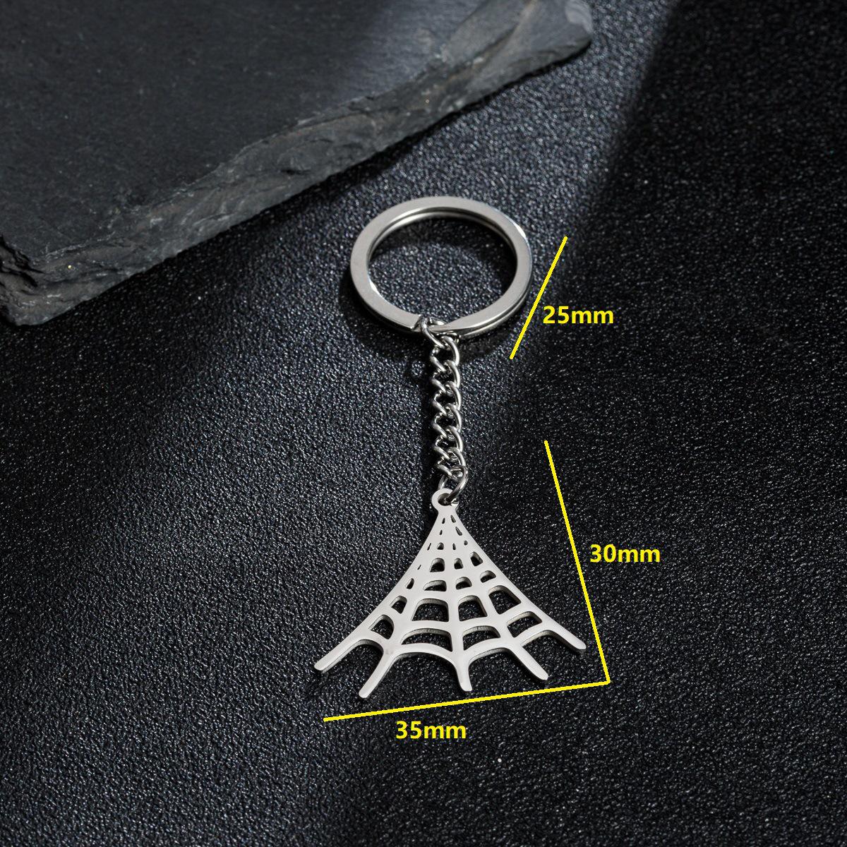 2026 Halloween Spider Web Stainless Steel Keychain Pendant - Colorfast Lanyard Accessory