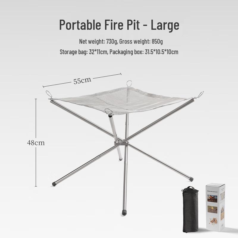 OEING Portable Outdoor Folding Fire Pit & Grill Large