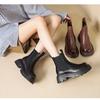 Thick-soled leather Martin boots women's 2025 autumn and winter new small height-increasing short boots velvet cigarette boots fashion single boots