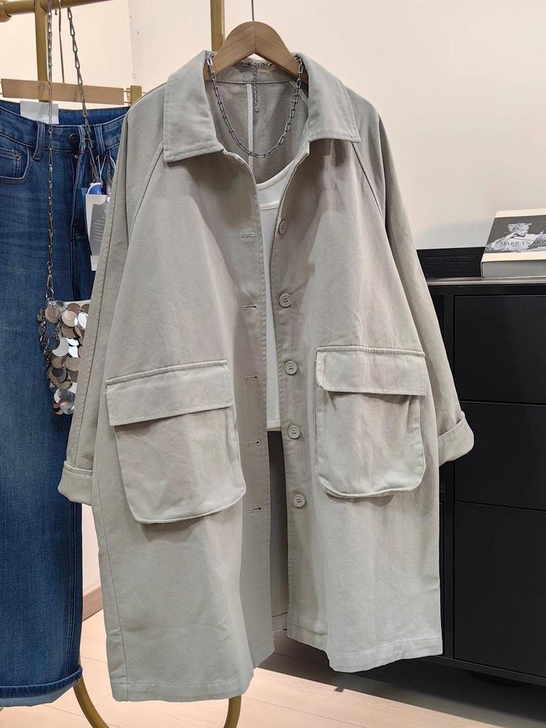 Korean Casual Denim Windbreaker for Women - 2025 Season: Simple, Loose, Versatile Outerwear