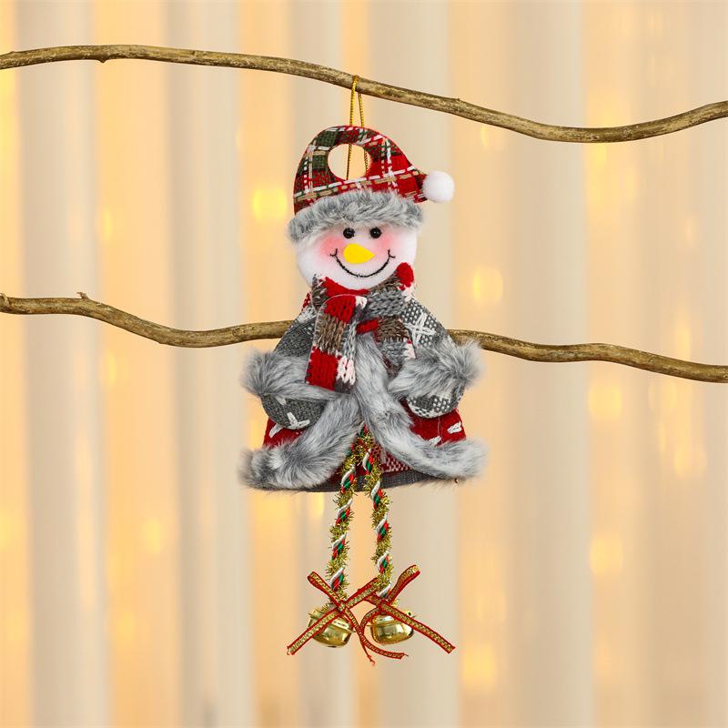 Christmas Themed Decorations Ornaments Fabric Santa Claus Reindeer Figurines Little Bear Snowman Hanging Decorations Pendant