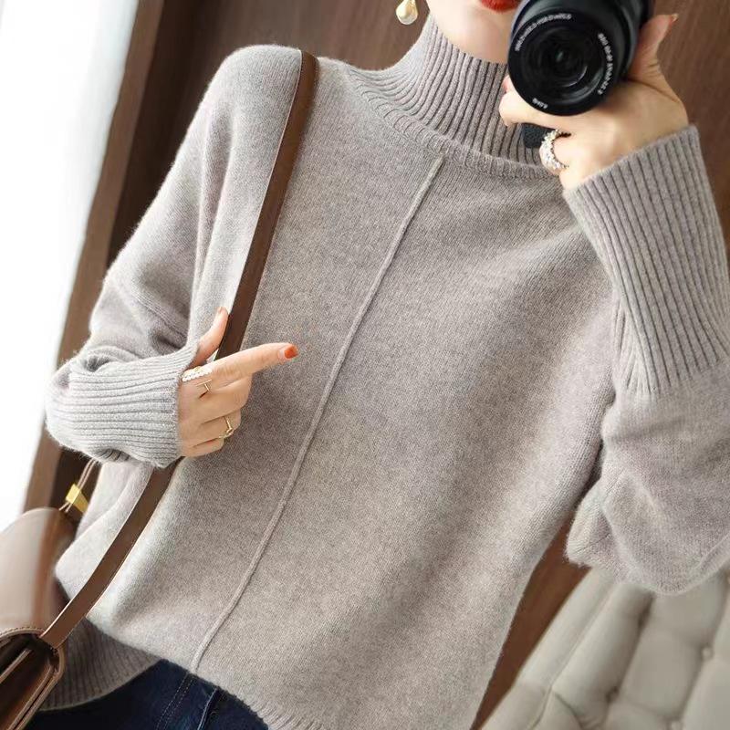 Women's Wool Turtleneck Sweater: Thick, Loose Knit Pullover for Autumn & Winter, Korean Style Base Layer