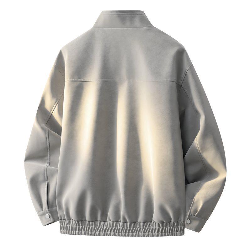 2026 Men's Casual High-End PU Leather Jacket - Hong Kong Style, Loose Fit, Lapel Design for Spring/Autumn