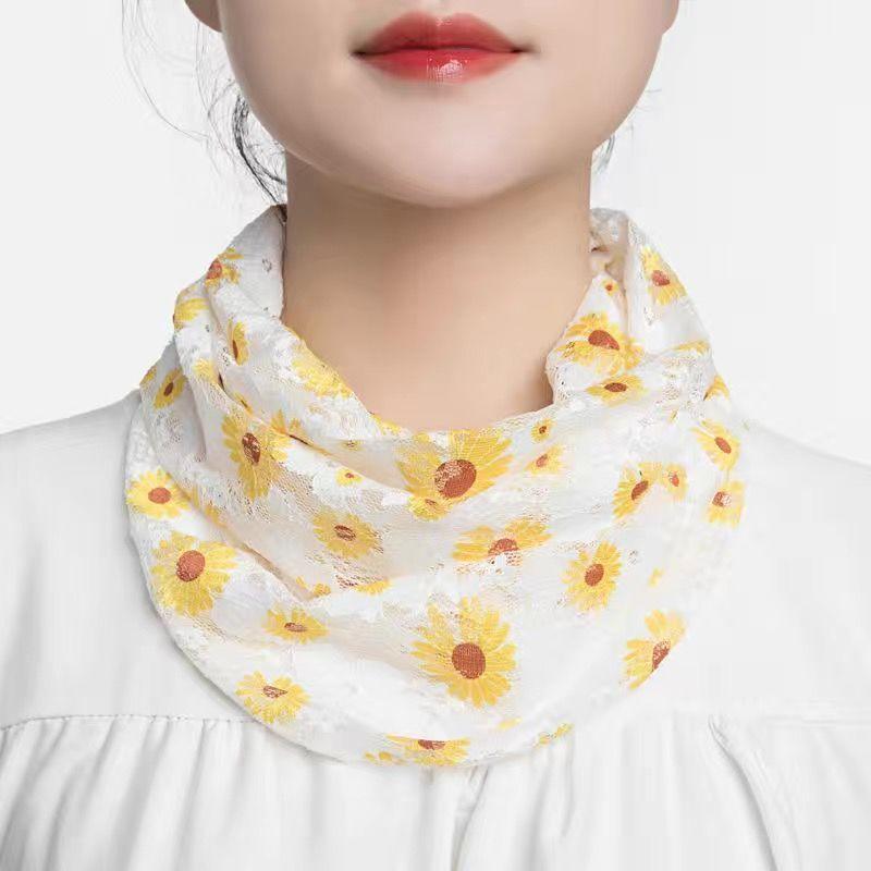 Summer ice silk scarf mask neck protector fake collar printing riding protection anti-ultraviolet breathable sunscreen