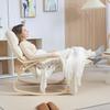 Upholstered Rocking Chair, Relaxation Armchair with Armrests and Steel Frame, for Living Room, Bedroom, Cream White
