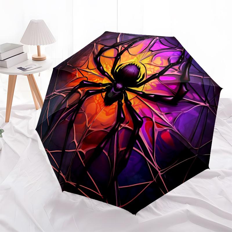 1pc Spider Web Automatic Folding Umbrella   Compact 8 Rib Design, Durable Iron Frame for Travel, Outdoor,  A0920085