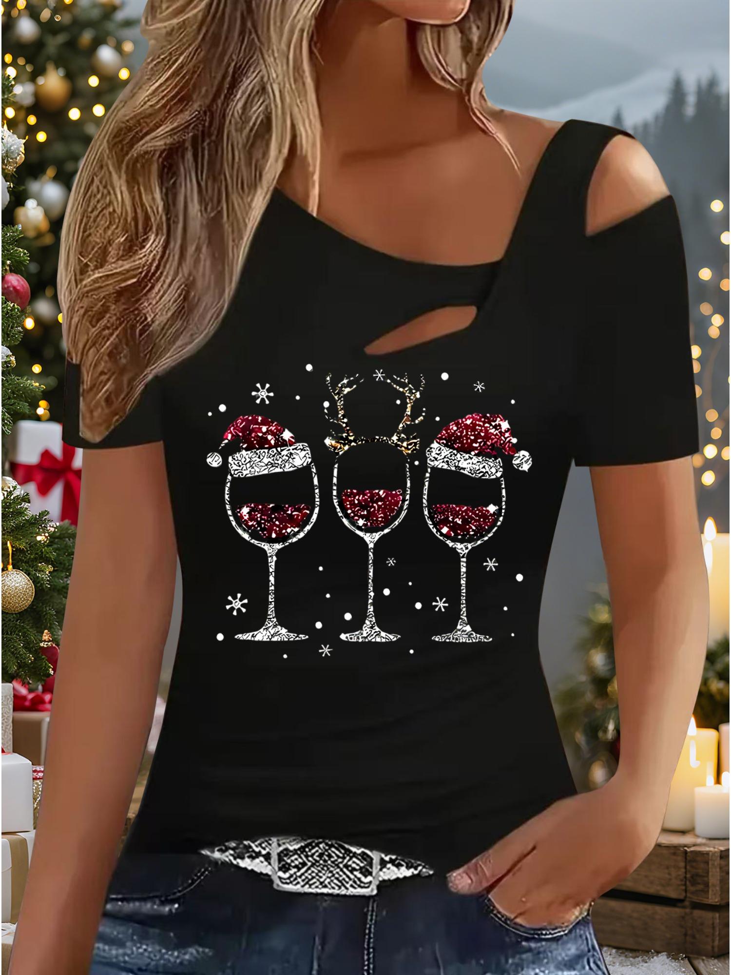 

Женский Новый Повседневный Топ Рождество Хэллоуин Рождественский Подарок Топы Рубашка Блузка S чёрный