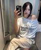 PORTERNA Hotfix One-Shoulder Unbalance T-Shirt-White