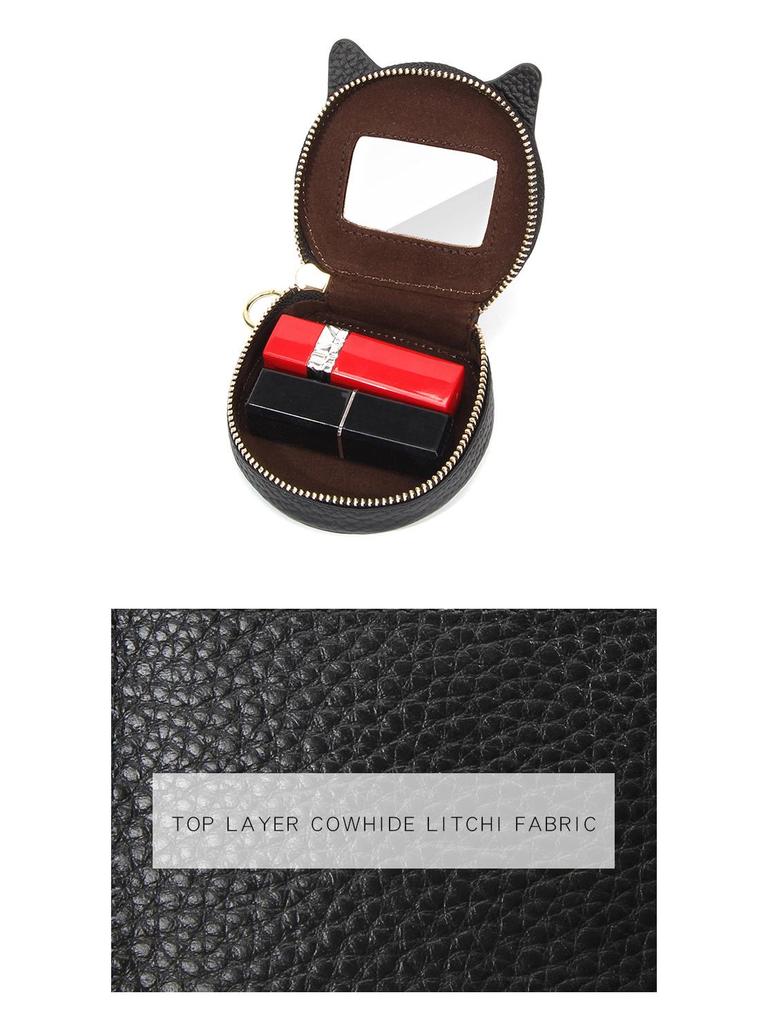 Cute Cowhide Coin Purse & Earphone Storage - Girls' Zipper Wallet with Pendant Decoration