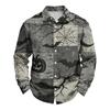 Men's Loose Fit Long Sleeve Shirt Halloween Design Breathable Casual Vintage Style Button Down Shirt for Spring and Autumn Outdoor Workwear