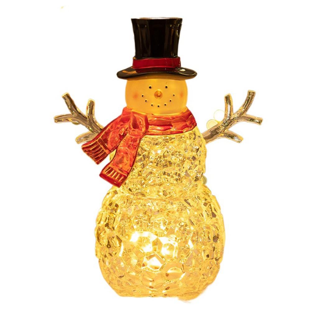 Handicraft Snowman Nightlight Cute Miniature Figurine Sculptures Glowing Snowman Statue  New Year