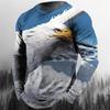 3D Gedrucktes Adler Tiere T-Shirt Für Männer Cooles Muster T-Shirts Frühling Herbst Übergroße T-Shirts Rundhals Oberteile Langarm Streetwear