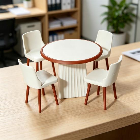 Doll House Ornaments, Miniature Living Room Table and Chair DIY Scene Model Kit, Doll House Decor Accessories for Photo Props, Gift for Collectors