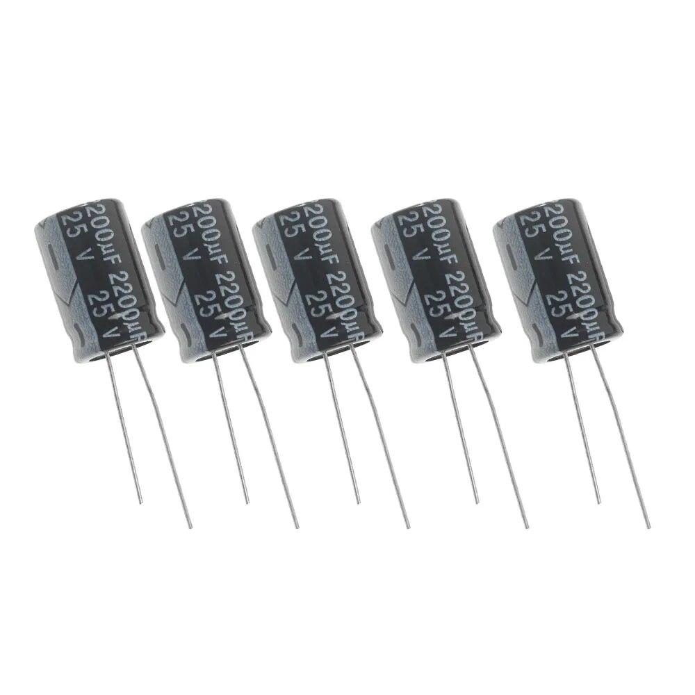 125 STK 25 verdier Elektrolytisk kondensator assortert sett 16V 25V 50V 1uF-2200uF DIY elektroniske komponentsett 10uf 47uf 100uf 220uf