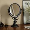 360° Rotatable Makeup Mirror Oval Desktop Stand Mirror Iron Art Bow Vanity Mirror  TableTop