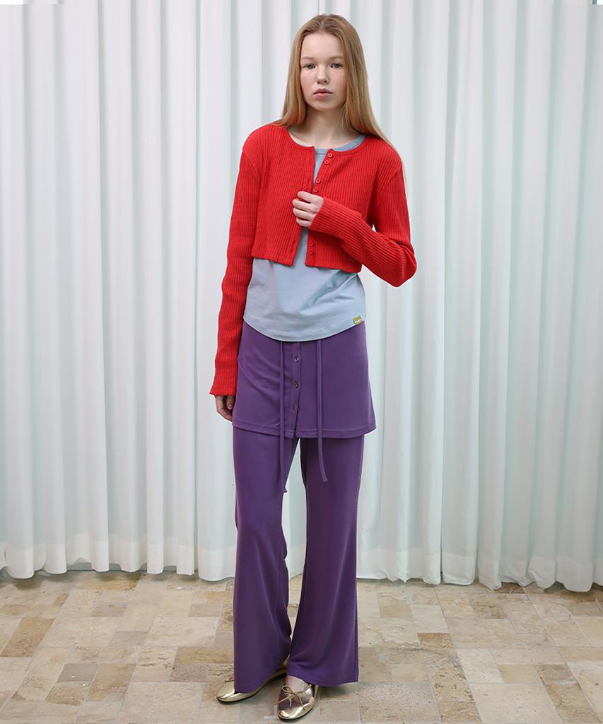 POEV Relaxed-Fit Layered Skirt Pants - Purple