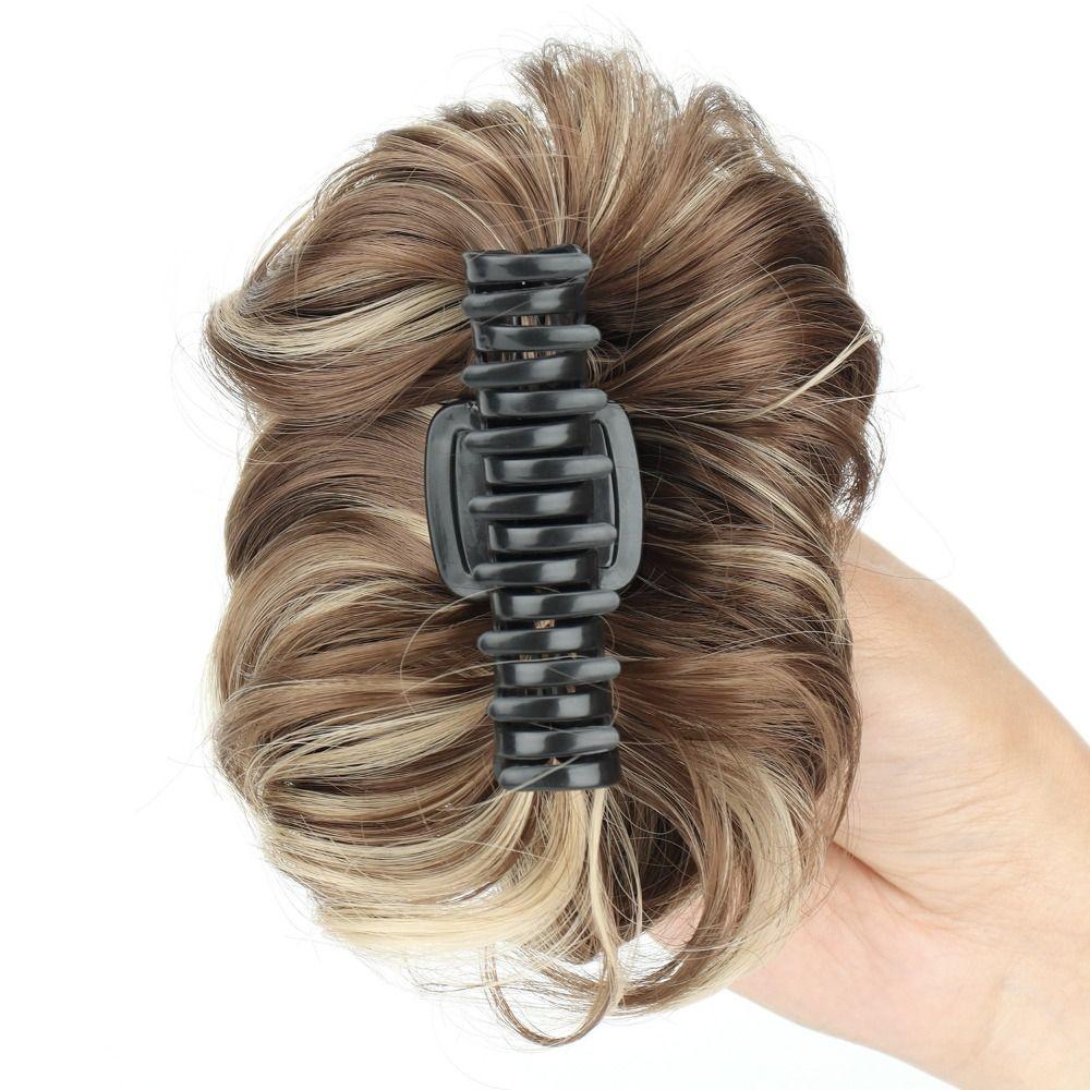Updo Synthetic Wavy Hair Bun Hair Extensions Claw Clip On Donut Chignon  for Women Girls