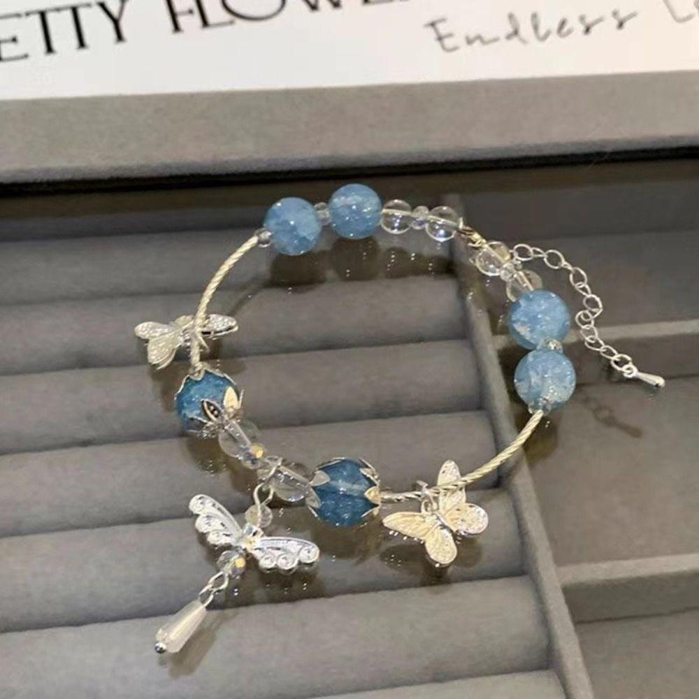 

With Pendant Lucky Bracelet Glass Beaded Bracelet Fashion Bead Chain Bestie синий