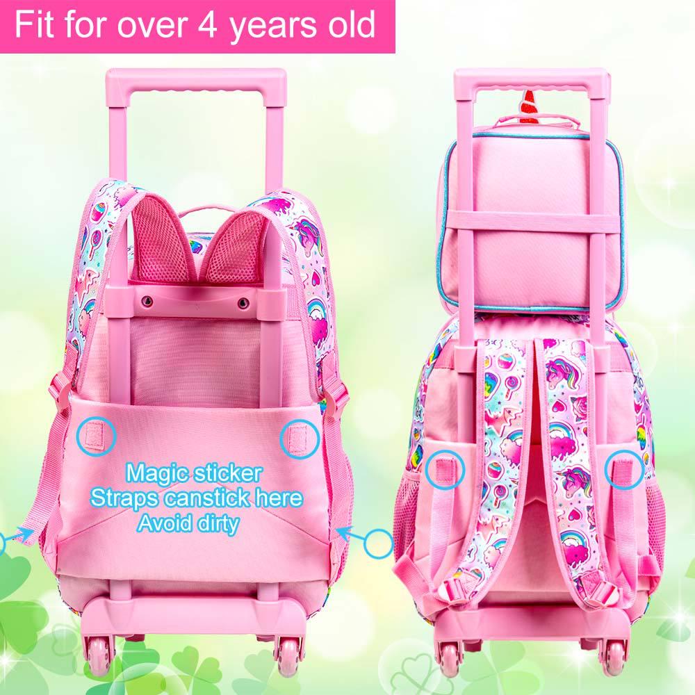 Kinder Cartoon Trolley Rucksack mit Rückenschutz - Leichter & Multifunktionaler Schulranzen