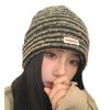 Big head circumference cold hat plush bag head knitted pile hat children show their faces small autumn and winter cold and warm striped wool hat