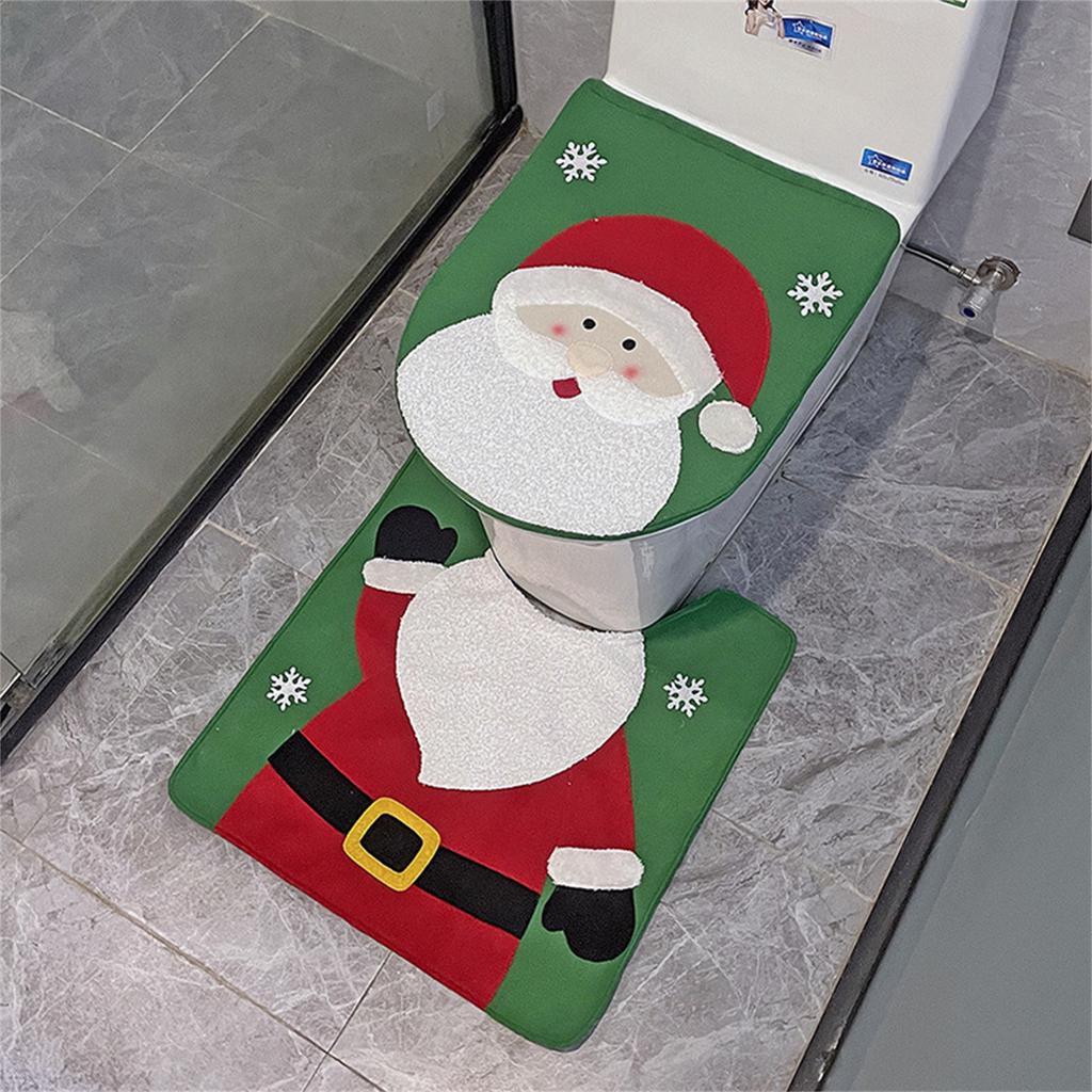 Christmas Toilet Seat Cover Decorations, Toilet Seat Cover Set, Santa Claus Toilet Seat Cover For Christmas Decorations