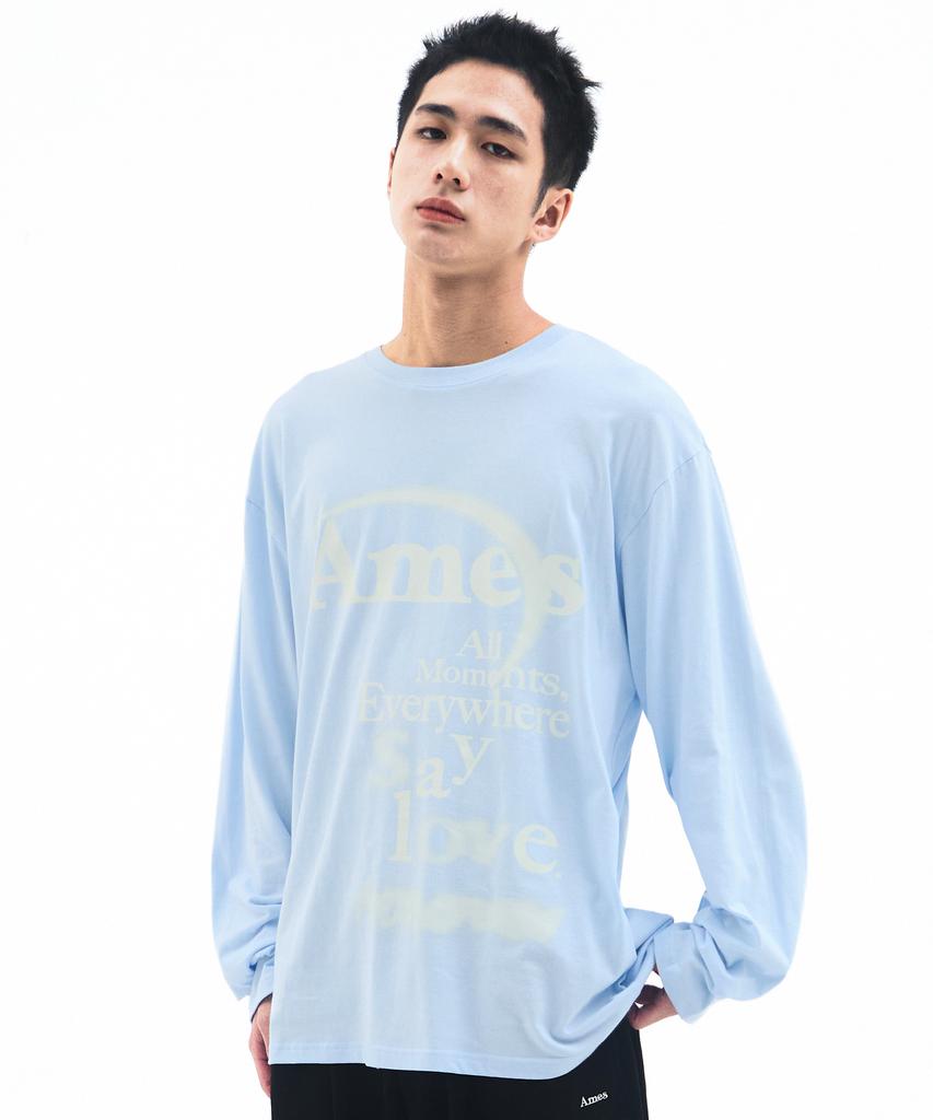 AMES-WORLDWIDE Big Typo Longsleeve Tee Sky Blue
