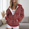 Womens Oversized Hooded Zip-Up Sweatshirt With Christmas Print Plus Size Long Sleeve Casual Top