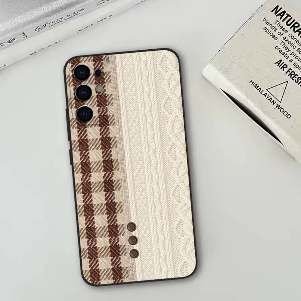 Splicing Grid Style Phone Case For Samsung S25,S24,S21,S22,S23,S30,Ultra,S20,Plus,Fe,Soft Silicone Black Cover