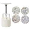 Chinese Traditional Mid-Autumn Mooncake Mold Set 4Pcs Different Round  Flower Patterns for Mooncake Biscuit Stamping