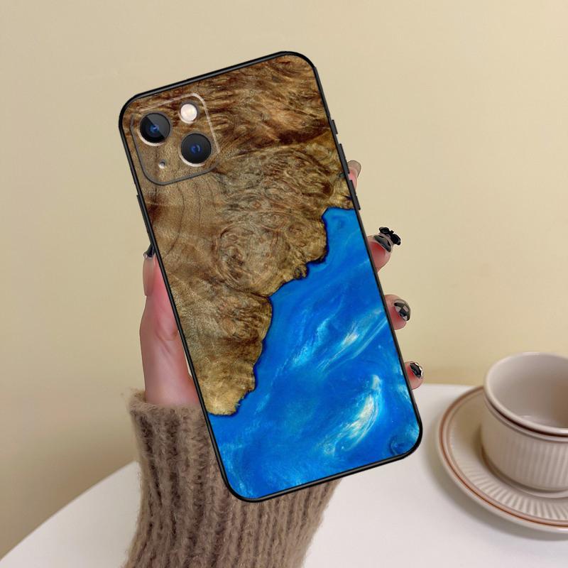 Wood Resin Pattern Phone Case For iPhone 15 Pro Max 11 12 13 14 16 17 Pro Max Mini Plus 16e 17 Air Cover Funda