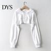 Felpa Corta da Donna con Cappuccio Irregolare Colore Unito Maniche Lunghe Coulisse Calda Pullover Polsini Elasticizzati Vestibilità Larga Individuale Sport Streetwear Quotidiano