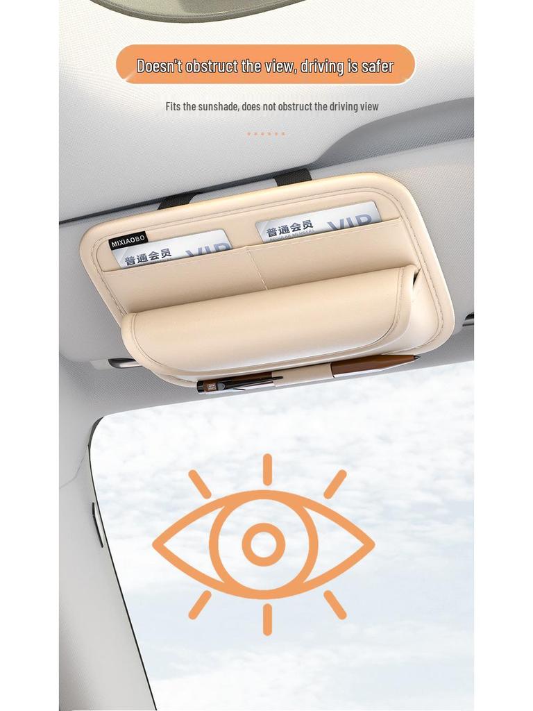 Universell bilvisir solbrilleholderklemme - Multifunksjonell brilleetui og oppbevaringsboks