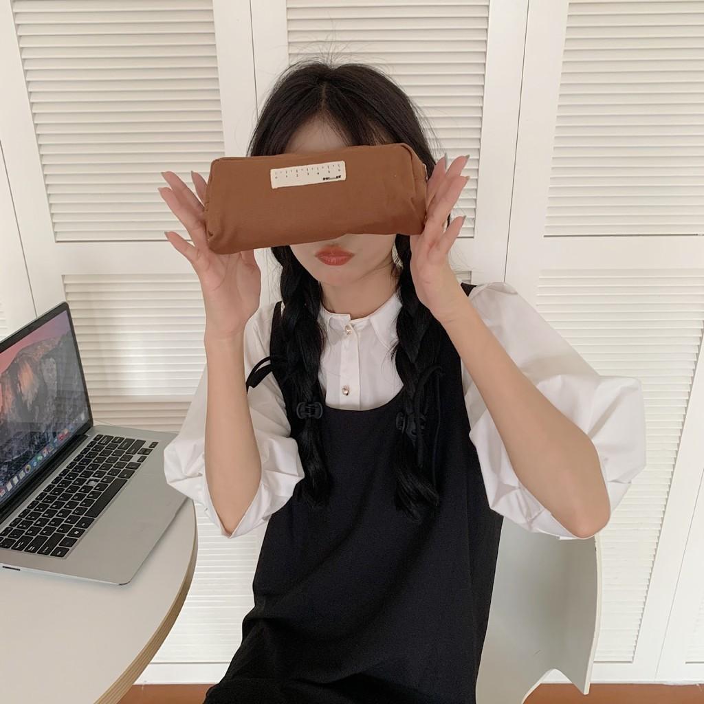 11263 Japanese Style Black And White High Value Pencil Case Large Capacity Men Women Students Canvas Stationery Box
