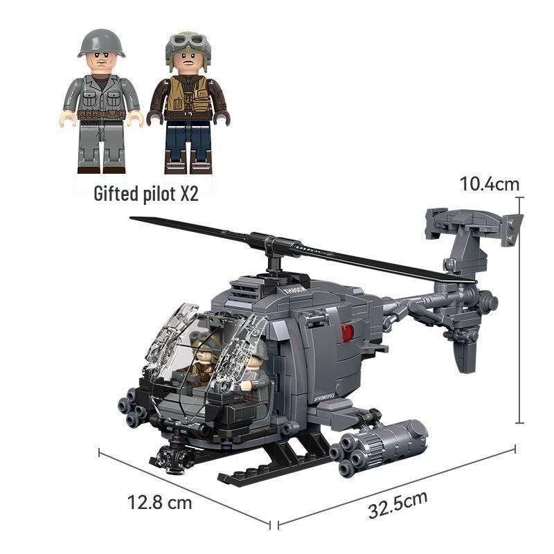 Compatible Lego Small Particle Building Blocks Helicopter Model - Children's Educational Assembly Insert Toy.