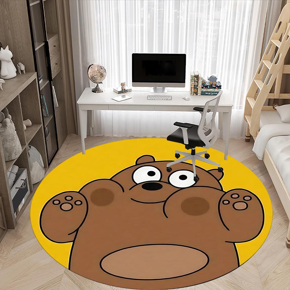 1pc We Bare Bears Friends Office Round Area Rug, Under Office Chairs Bedroom Living Room Home Decor, Room Deco, Available In Various Sizes141