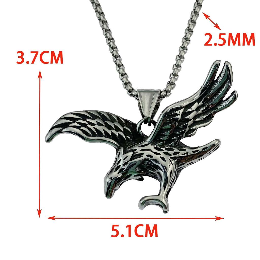 Stainless Steel Red Eagle Wings Spread Men'S Pendant Accessories Titanium Steel Necklace Vintage Eagle Pendant