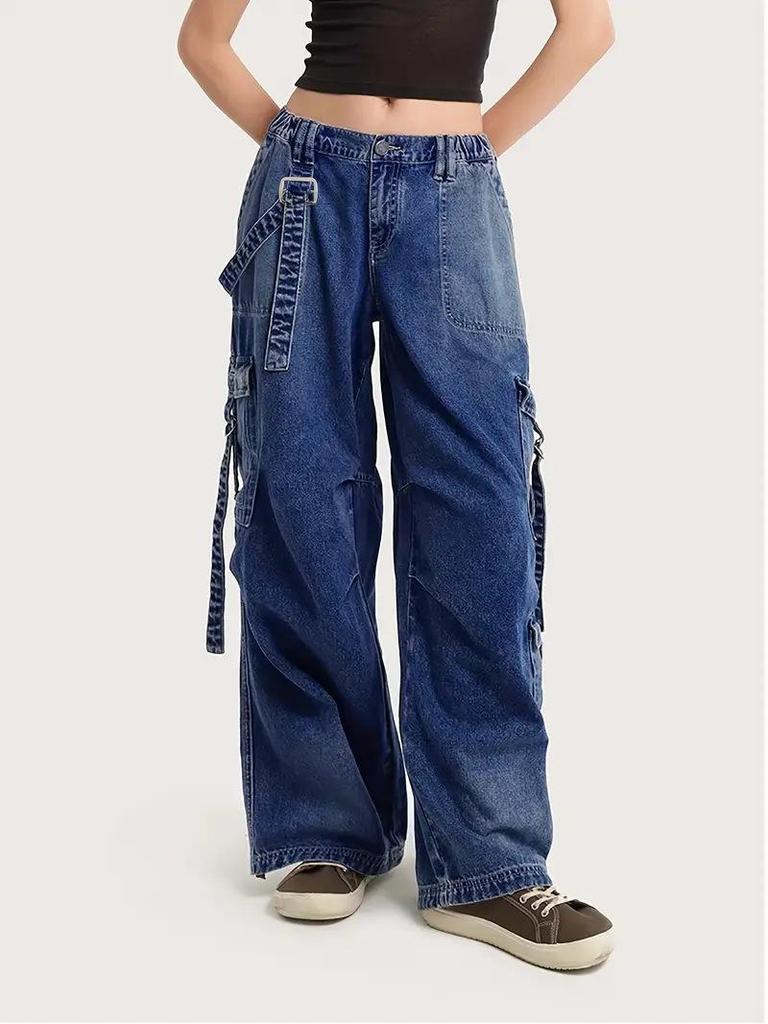 Women's High-Waist Retro Wide-Leg Jeans - Autumn Street Style
