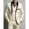 Mens Slim Fit 3-Piece Suit Set With Shawl Lapel Double Vent Tuxedo Wedding Groom Groomsman Formal Event
