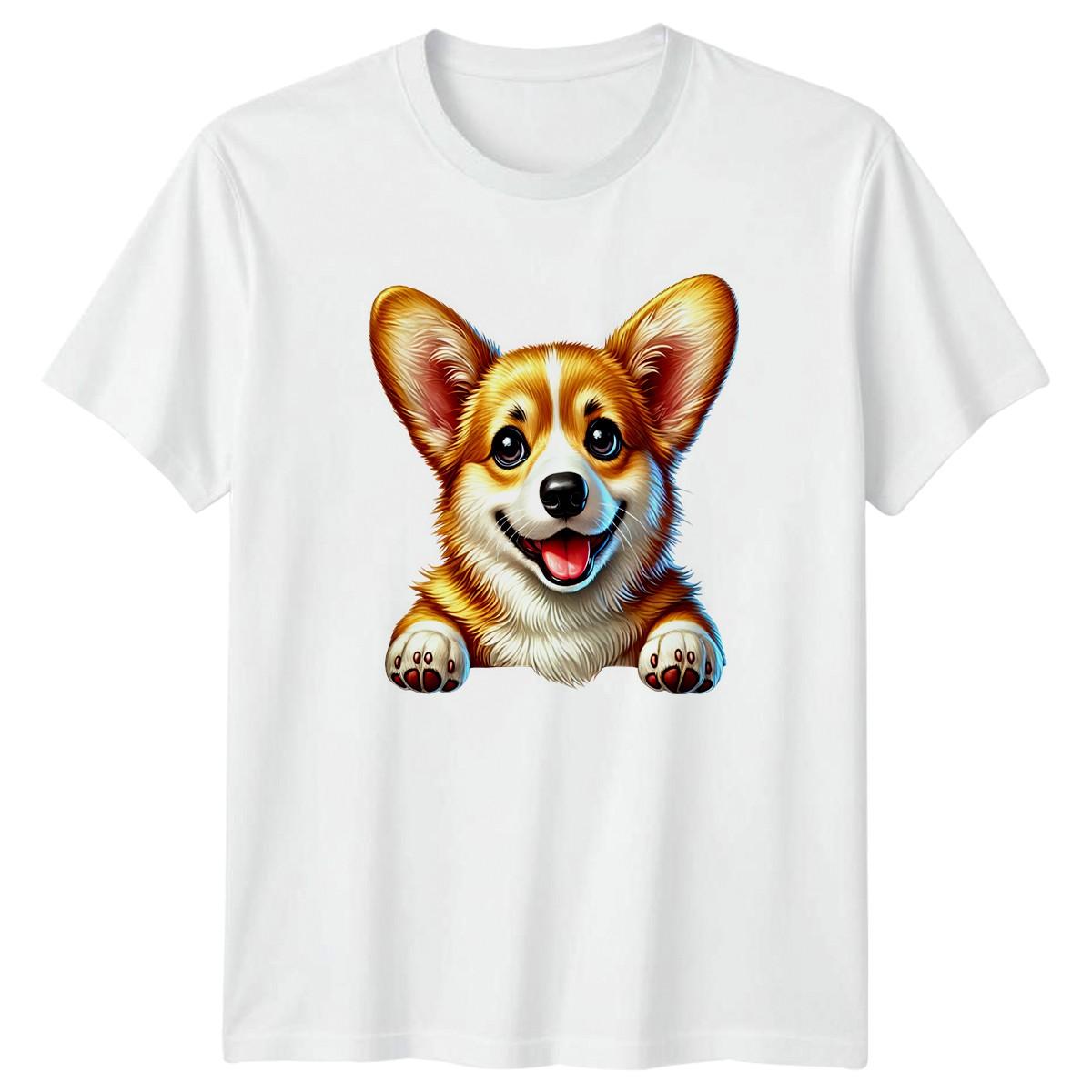 Cute Happy Smiling Corgi Dog T-Shirt Corgi Puppy Dog Animal S