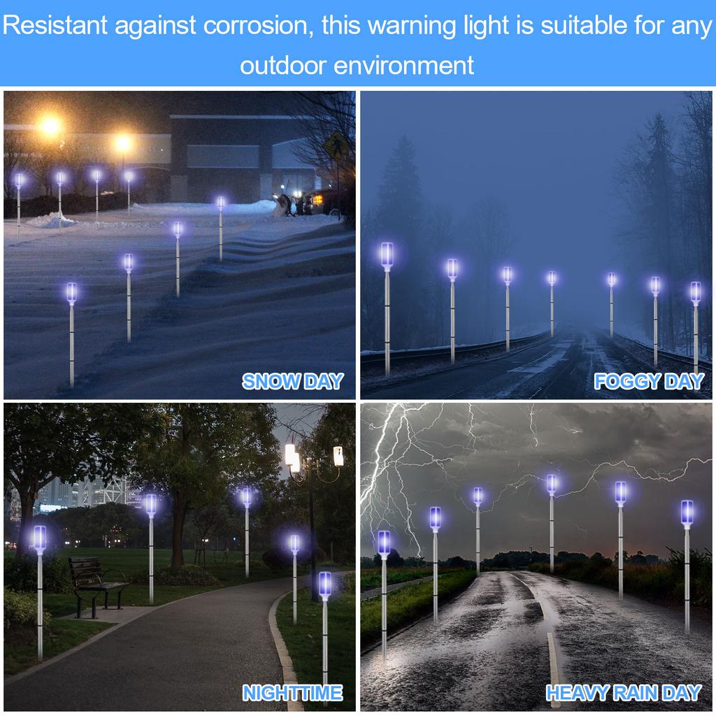 10Pcs Solar Powered Driveway Markers Reflective Driveway Lights Blue Landscape Driveway Reflectors For Snow Road Outdoor Yard Pa