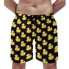 Summer New 3D Printed Cute Animal Yellow Duck Men's Children's Beach Shorts, Fun Street Style Swimming Trunkslvn