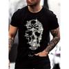 T-shirt Homme Crâne Strassé & Scintillant - Coupe Ample Coton Respirant Col Rond Manches Courtes Style Gothique Avant-Gardiste - Lavable en Machine
