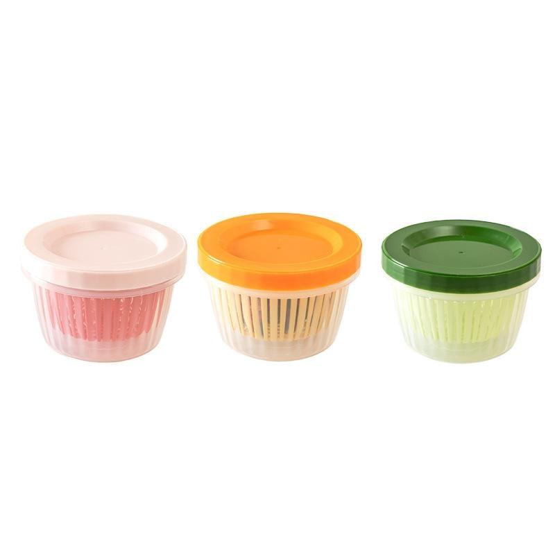 Plastic Food Storage Container Drainable Prep Box Sealed Fresh Keeping Box For Fruit Vegetable Refrigerator Kitchen