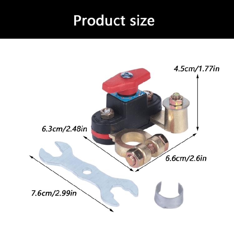 Car Battery Cutoff Knob Kit with Terminal Hardware and Wrench for Vehicle Storage, Parking Handling and Battery Disconnect Access Needs