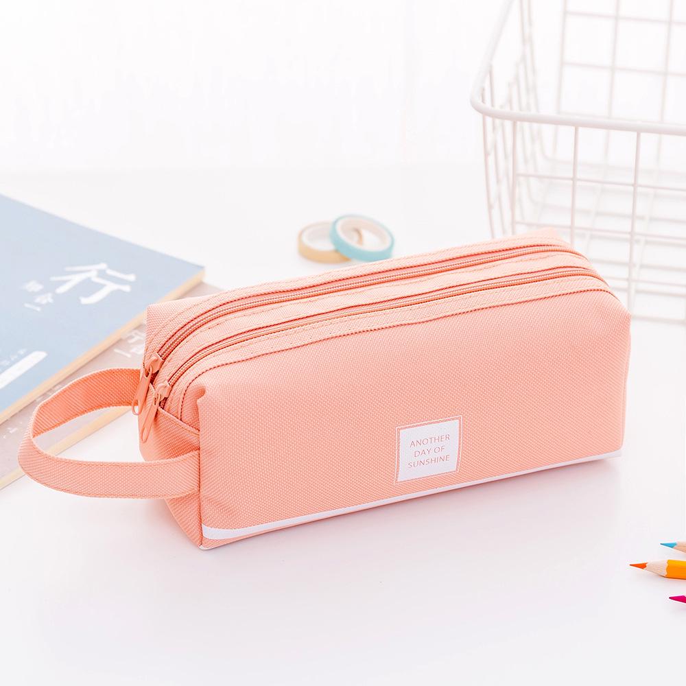 Creative Double-Layer Oxford Cloth Pencil Case with Large Capacity and Dual Zippers