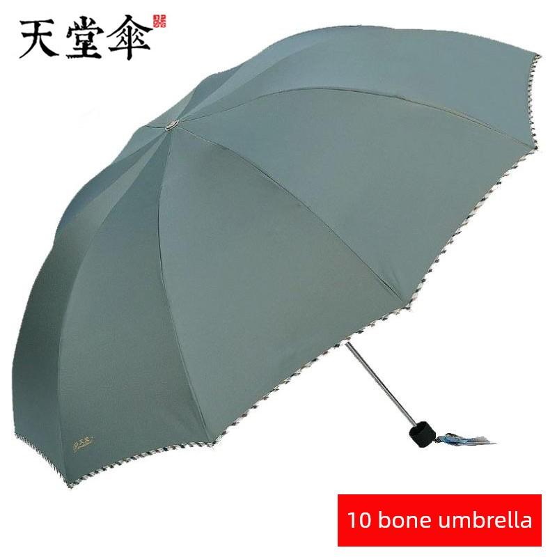Paradise Umbrella Sun Protection Folding Umbrella Oversized Umbrella Three-Person Sun Umbrella Men and Women Double Black Glue Sun Umbrella UV