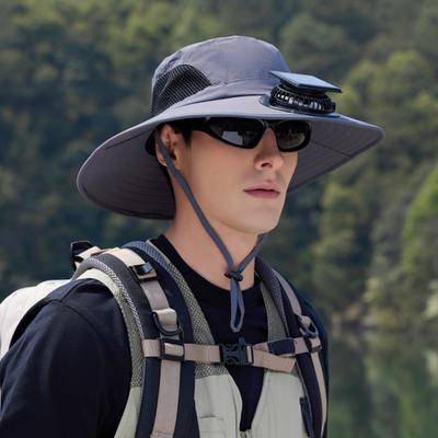 Yousheng Fan Hat Wide-Brimmed Outdoor Hat with Fan Design Breathable Mesh 3 Gear Adjustable Speed Hiking Cycling Fishing Hat