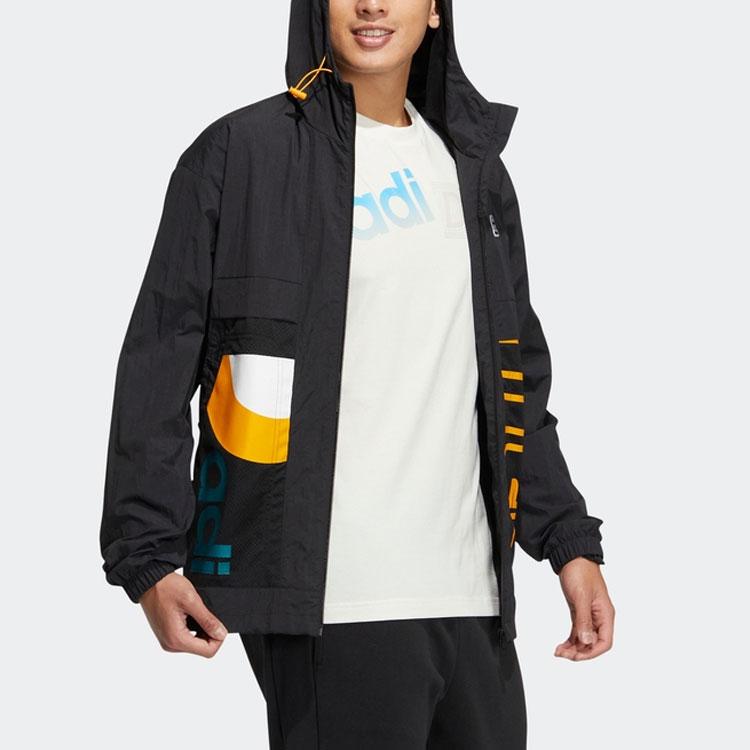 Adidas Neo Sport Woven Alphabet Hooded Jacket Men Outerwear Black HS8850